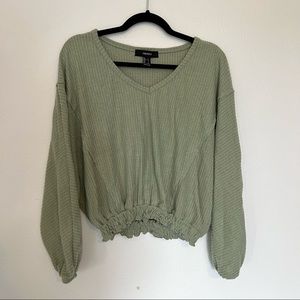 Forever 21 NWOT Cropped Green Long Sleeve